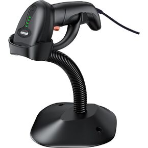 Symcode Wireless Handheld Barcode Scanner Versatile 2-in-1 (2.4Ghz Wireless+USB 2.0 Wired) 328 Feet Transmission Distance Rechargeable 1D Laser Automatic Bar Code Reader Scanner(Black)