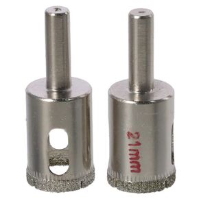 2 Pcs Drilling Tools Diamond Hole Saw, Silver Diamond Core Bit 21mm Diamond Coated Drill Bit, Metal Core Drill Glass Opener for Ceramic Tile and Glass