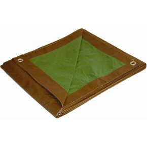 8x16 Multi-Purpose Brown/Green Medium Duty Dry Top Poly Tarp (8'x16')