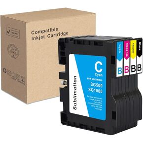 INK+ SG500 SG1000 Version A Sublimation Cartridge Compatible for Sawgrass Virtuoso SG500 SG1000 Printer (1 Black, 1 Cyan, 1 Magenta, 1 Yellow, 4-Pack) A