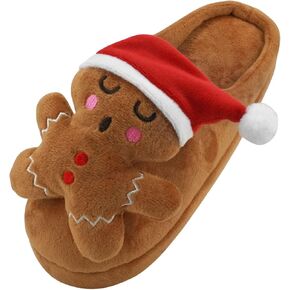 SKYWHEEL Women's Reindeer Slippers Comfortable and Breathable Plush Lined Warm Indoor Outdoor Non-slip Slippers