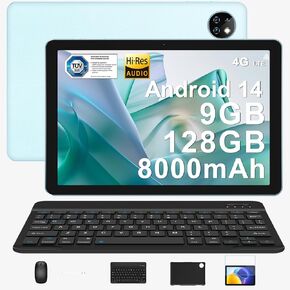 DOOGEE Android Tablet T10W,Octa-Core Android 14 Tablet,8000mAh Battery,128GB/1TB TF,10 inch Tablet,Dual Camera,2.4G/5G WiFi,TÜV SÜD Blue Light,High-Res Speaker,Face Unlock/OTG/GPS