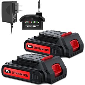 POWTREE LBXR20 20V 3.8Ah Replacement for Black and Decker 20V Max Lithium Battery LB20 LBX20 LBXR2020-OPE LBX4020 Cordless Tools Battery with 20V Black and Decker Battery Charger