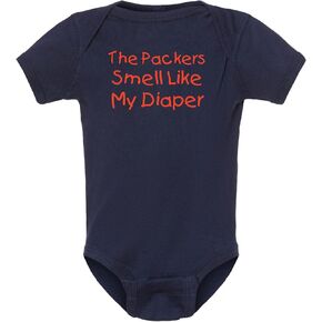 Curiositees The Packers Smell Like My Diaper Funny Baby Boy Bodysuit Outfit (Bears - Navy, Newborn)