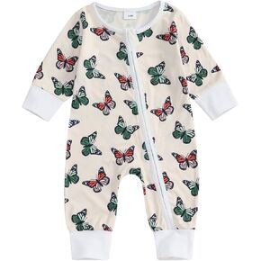 Newborn Baby Boy Girl Romper Print Long Sleeve Crew Neck Jumpsuit One Piece Infant Fall Winter Outfit Clothes
