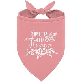 Pup of Honor Dog Bandana, Pink Dog Bandana, Maid of Honor Wedding Dog Bandana, Dog Wedding Bandana, Pet Dog Triangle Scarf, Dog Scarf Accessories, Dog Bandana for Small Medium Large Dogs (E39)