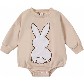 My First Easter Baby Girl Boy Outfit Bunny Print Sweatshirt Romper Long Sleeve Bodysuit Shirt Cute Summer Clothes