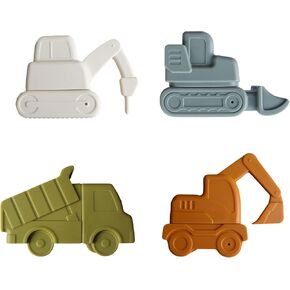 Marlowe & Co Silicone Vehicle Construction Bath Toy Set for Babies and Toddlers, Bathtub and Pool Toys for Toddlers, Dishwasher Safe Squeeze Bath Toys, 4 Piece Gift Set (Earth Multi Mix)