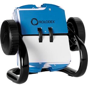Rolodex Open Rotary Business Card File with 200 2-5/8 by 4 inch Card Sleeve and 24 Guide, 400-Card Cap, Black (67236)
