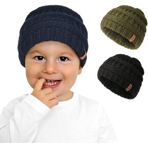 FURTALK Baby Beanie Winter Soft Warm Knit Hat 3 Pack Infant Toddler Slouchy Caps