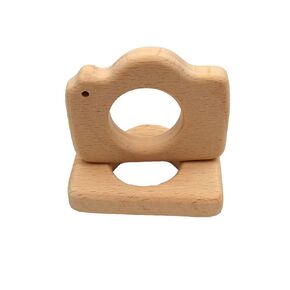 10pcs Lovely Cartoon Wood Camera Teether Pure Natural Animal Shape Beech Wooden Teething Toys Handmade Pattern DIY Jewelry Making Necklace Pendant