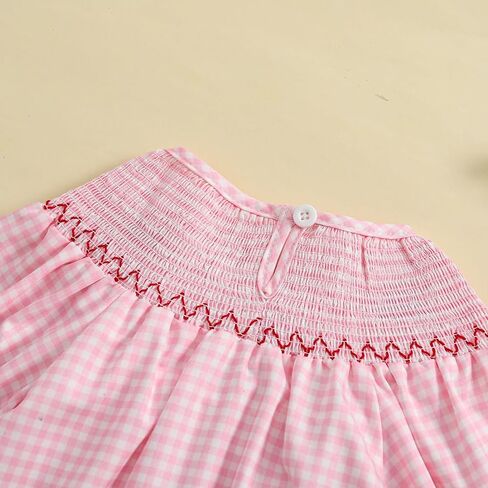 Newborn Baby Girl Halloween Outfit Pumpkin Print Plaid Puff Sleeve Smocked Bubble Romper Jumpsuit Bodysuit Clothes in Saudi Arabia