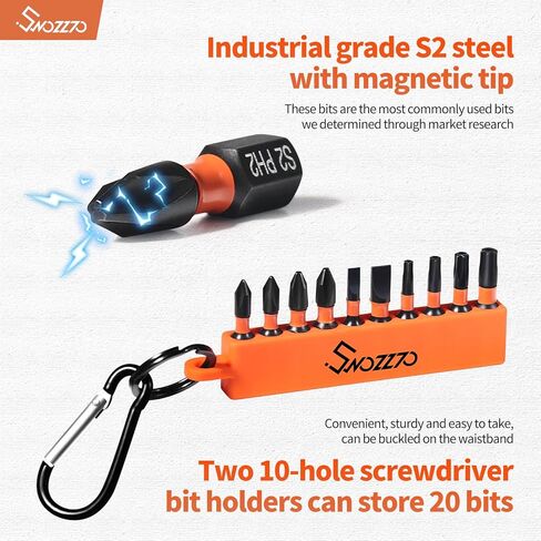 22PCS 1/4" Hex Shank Magnetic Drive Guide Set(Length: 3.15" + 4.72"), & Screwdriver Bit Set(S2 Steel) with Bit Holder,for Prevent Wood Screws Shaking When Driving,Suitable for Wood Processing in Saudi Arabia