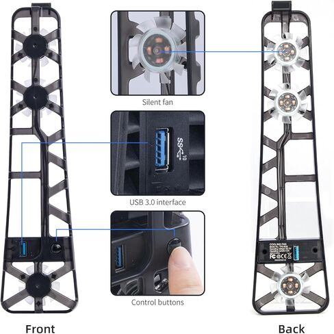 WUXIDIXI Cooling Fan for PS5 Slim, High-Speed Rotational Cooling System with Blue LED Light, Quiet Cooler Accessories for PS5 Slim Digital & Discs Edition with USB 3.0 Port - Black in Saudi Arabia