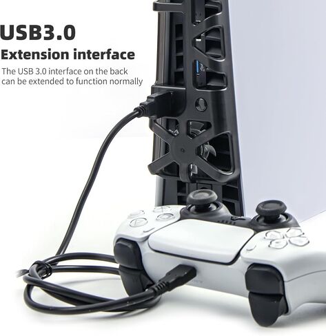 WUXIDIXI Cooling Fan for PS5 Slim, High-Speed Rotational Cooling System with Blue LED Light, Quiet Cooler Accessories for PS5 Slim Digital & Discs Edition with USB 3.0 Port - Black in Saudi Arabia