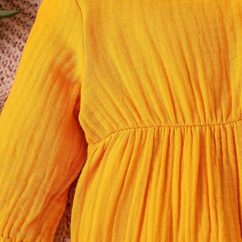 Baby Girl Ruffle Romper Solid Color Button Long Sleeve Jumpsuit Fall Newborn Coming Home Outfit Headbands in Saudi Arabia