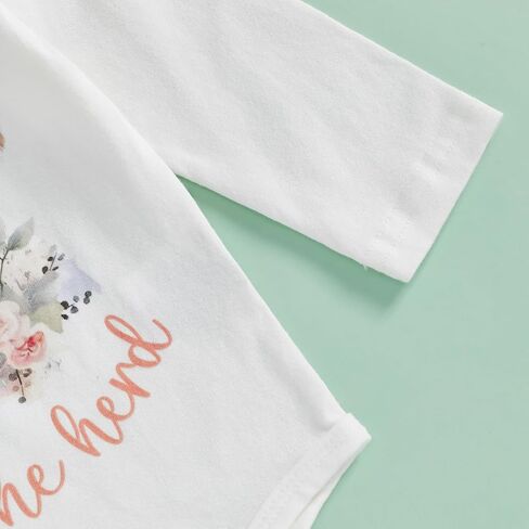 Newborn Baby Girl Clothes InfantCattle Print Long Sleeve Romper Highland Cow Pants Headband Set 3pcs Fall Outfits in Saudi Arabia