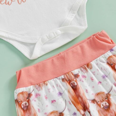 Newborn Baby Girl Clothes InfantCattle Print Long Sleeve Romper Highland Cow Pants Headband Set 3pcs Fall Outfits in Saudi Arabia