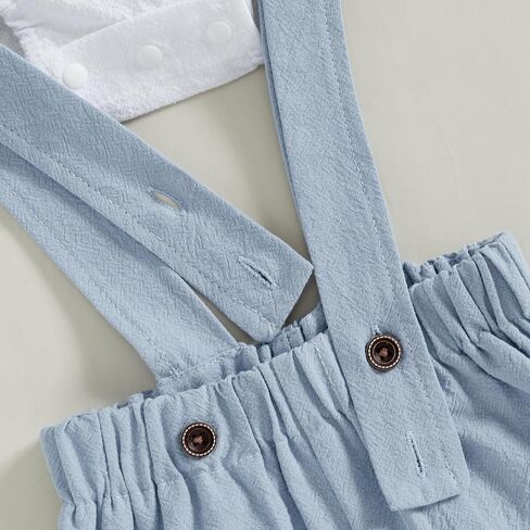Fall Outfit Infant Baby Boy Gentleman Long Sleeve Linen Romper Shirt Suspender Pants Overall 2Pcs Suit Clothes Set in Saudi Arabia