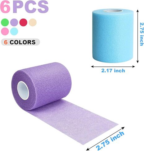 DE Pre Wrap Black، شريط رياضي Prewrap، 6 عصابات رأس ملفوفة مسبقًا لكرة القدم الشعر، غلاف رياضي من الفوم للكاحل والمعصمين واليدين والركبة والمرفقين 2.75 بوصة × 12 ياردة، اللون in Saudi Arabia