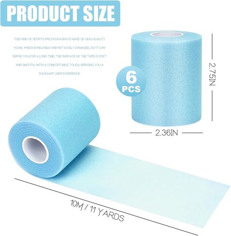 DE Pre Wrap Black، شريط رياضي Prewrap، 6 عصابات رأس ملفوفة مسبقًا لكرة القدم الشعر، غلاف رياضي من الفوم للكاحل والمعصمين واليدين والركبة والمرفقين 2.75 بوصة × 12 ياردة، اللون in Kuwait