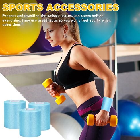 DE Pre Wrap Black، شريط رياضي Prewrap، 6 عصابات رأس ملفوفة مسبقًا لكرة القدم الشعر، غلاف رياضي من الفوم للكاحل والمعصمين واليدين والركبة والمرفقين 2.75 بوصة × 12 ياردة، اللون in Kuwait