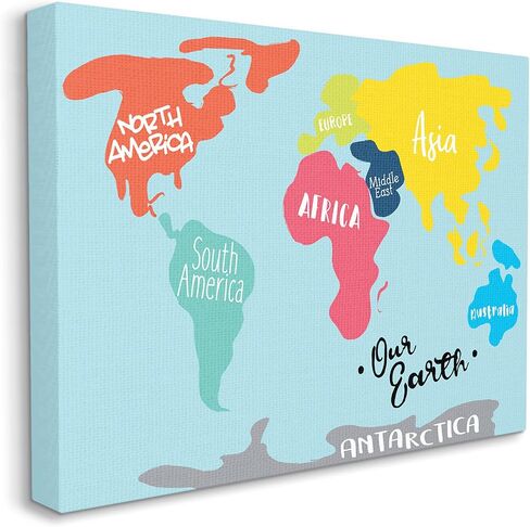 Stupell Industries Abstract Our Earth World Map Bold Shape Regions, Designed by Milli Villa Canvas Wall Art, 24 x 30, Blue in Saudi Arabia