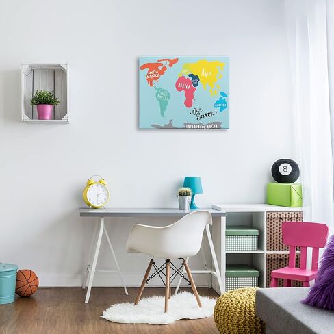 Stupell Industries Abstract Our Earth World Map Bold Shape Regions, Designed by Milli Villa Canvas Wall Art, 24 x 30, Blue in Saudi Arabia