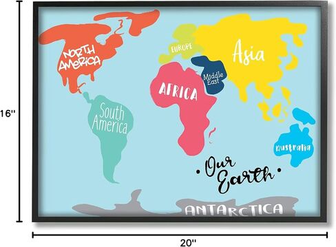 Stupell Industries Abstract Our Earth World Map Bold Shape Regions, Designed by Milli Villa Canvas Wall Art, 24 x 30, Blue in Saudi Arabia
