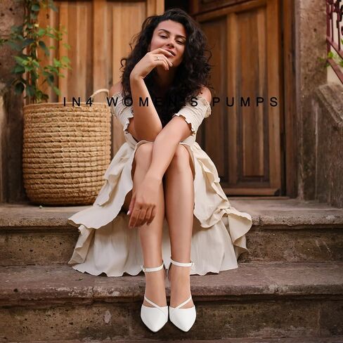 IDIFU IN4 Women's Pumps Closed Toe Heels Stiletto High Heels Dress Shoes for Women Wedding Prom Dressy Party Bridal Shoes Trendy Strappy Pointed Toe Ankle Strap Heels Pumps in Kuwait