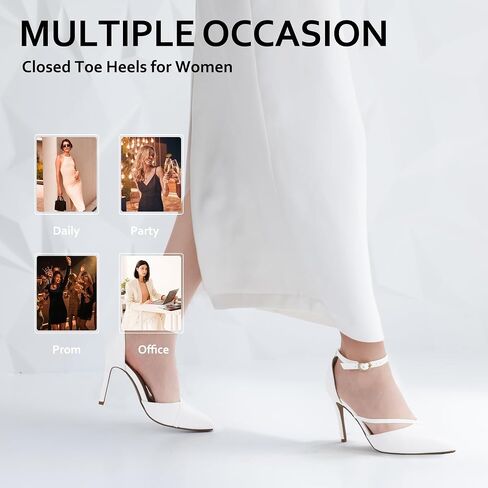 IDIFU IN4 Women's Pumps Closed Toe Heels Stiletto High Heels Dress Shoes for Women Wedding Prom Dressy Party Bridal Shoes Trendy Strappy Pointed Toe Ankle Strap Heels Pumps in Kuwait