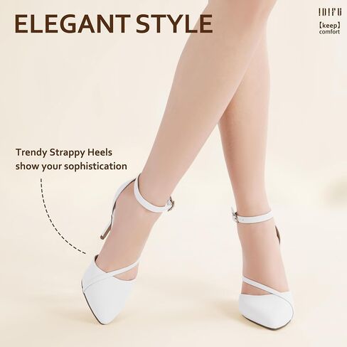 IDIFU IN4 Women's Pumps Closed Toe Heels Stiletto High Heels Dress Shoes for Women Wedding Prom Dressy Party Bridal Shoes Trendy Strappy Pointed Toe Ankle Strap Heels Pumps in Kuwait
