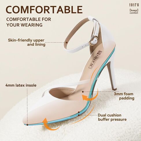 IDIFU IN4 Women's Pumps Closed Toe Heels Stiletto High Heels Dress Shoes for Women Wedding Prom Dressy Party Bridal Shoes Trendy Strappy Pointed Toe Ankle Strap Heels Pumps in Kuwait