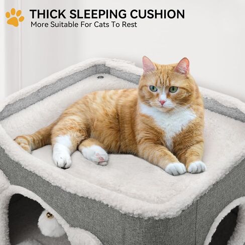 YIATHOME 2 Storey Cat House, Cat Beds for Indoor Cats, Small Cat Condo with Scratch Post and Hideaway Cave, Modern Cat Cube Playhouse for Multi Kittens, Extended Style, Brown in Saudi Arabia