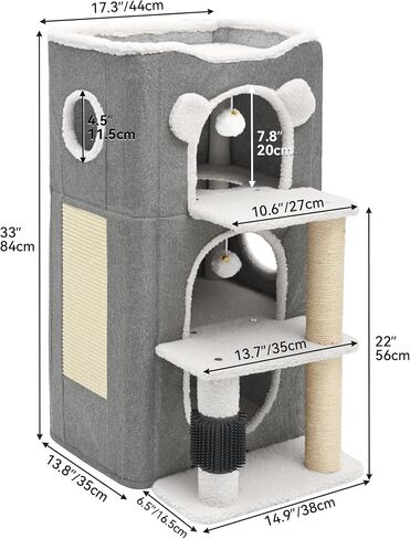 YIATHOME 2 Storey Cat House, Cat Beds for Indoor Cats, Small Cat Condo with Scratch Post and Hideaway Cave, Modern Cat Cube Playhouse for Multi Kittens, Extended Style, Brown in Saudi Arabia