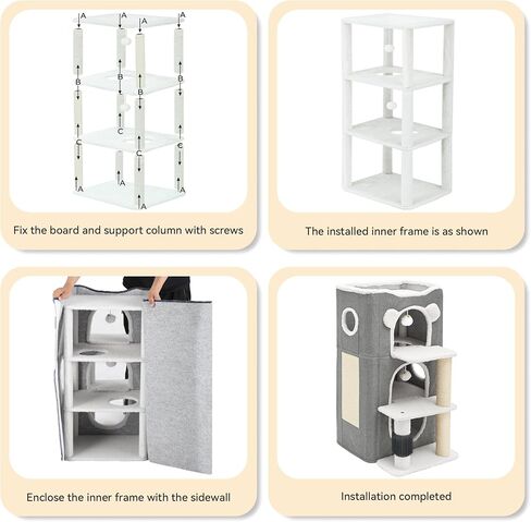 YIATHOME 2 Storey Cat House, Cat Beds for Indoor Cats, Small Cat Condo with Scratch Post and Hideaway Cave, Modern Cat Cube Playhouse for Multi Kittens, Extended Style, Brown in Saudi Arabia