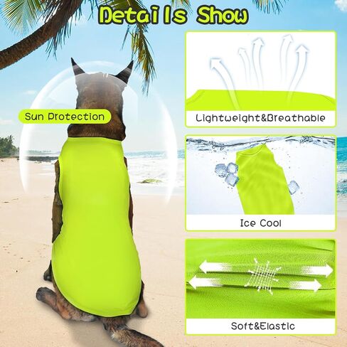 2 Pack Dog Shirts, Ice Pet Vest Dog Clothes for Instant Cooling, Lightweight Breathable Sleeveless T-Shirts for Large Dogs, Light Purple+Fluorescent Green (2XL) in Saudi Arabia