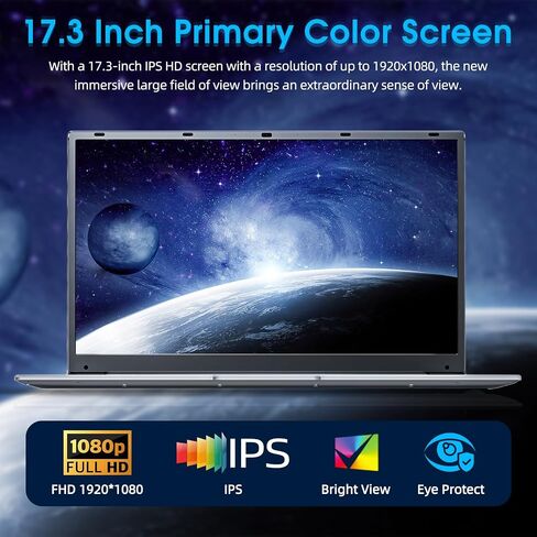 Laptop, 17.3 Inch Laptops Computer, 8GB DDR4 256GB SSD Notebook with Celeron N4000 Processor (up to 2.6 GHz), 8000mAh, Webcam, Mini HDMI, USB3.0 * 2, Dual WiFi, Type-C in Saudi Arabia