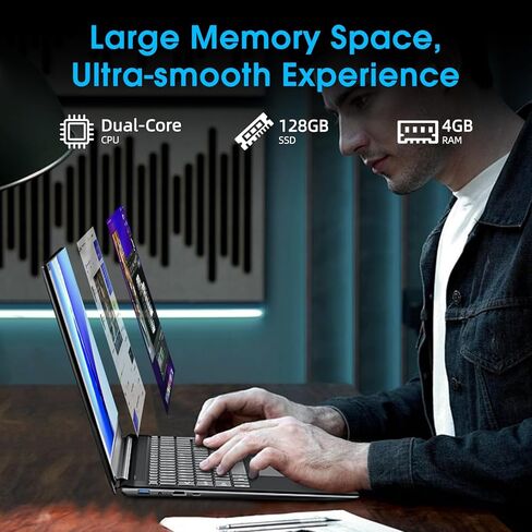 Laptop, 17.3 Inch Laptops Computer, 8GB DDR4 256GB SSD Notebook with Celeron N4000 Processor (up to 2.6 GHz), 8000mAh, Webcam, Mini HDMI, USB3.0 * 2, Dual WiFi, Type-C in Saudi Arabia