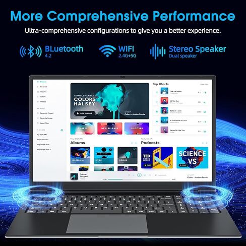 Laptop, 17.3 Inch Laptops Computer, 8GB DDR4 256GB SSD Notebook with Celeron N4000 Processor (up to 2.6 GHz), 8000mAh, Webcam, Mini HDMI, USB3.0 * 2, Dual WiFi, Type-C in Saudi Arabia