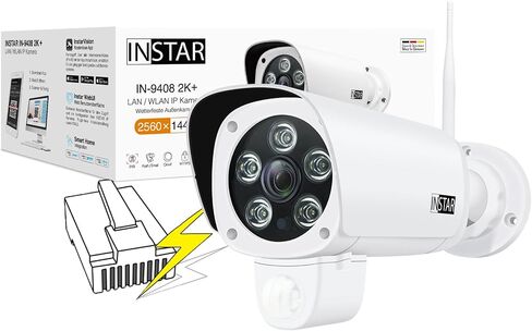 INSTAR IN-9408 2K+ PoE White - LAN/PoE Surveillance Camera with Artificial Intelligence - Weatherproof Outdoor Camera - IEEE 802.3af Power Over Ethernet - HomeKit - PIR - Wide-Angle - RTSP in Saudi Arabia