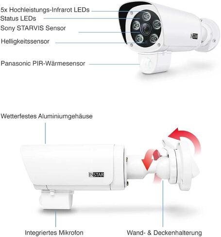 INSTAR IN-9408 2K+ PoE White - LAN/PoE Surveillance Camera with Artificial Intelligence - Weatherproof Outdoor Camera - IEEE 802.3af Power Over Ethernet - HomeKit - PIR - Wide-Angle - RTSP in Saudi Arabia