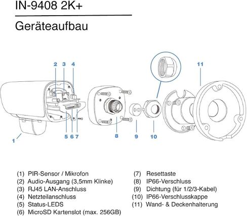 INSTAR IN-9408 2K+ PoE White - LAN/PoE Surveillance Camera with Artificial Intelligence - Weatherproof Outdoor Camera - IEEE 802.3af Power Over Ethernet - HomeKit - PIR - Wide-Angle - RTSP in Saudi Arabia