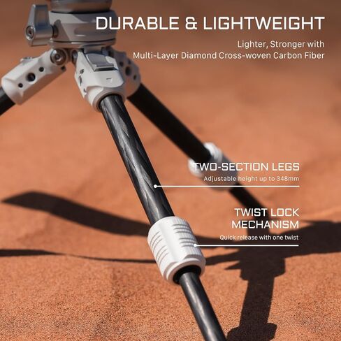 Tilta Tabletop Ball Head with 1-Stage Carbon Fiber Tripod Legs (3KG) Extendable Edition - Snow White in Saudi Arabia