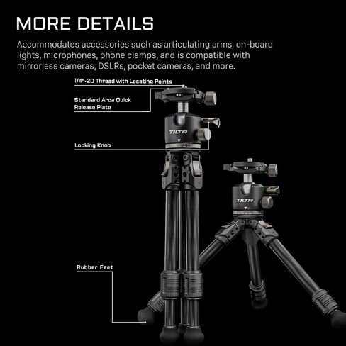 Tilta Tabletop Ball Head with 1-Stage Carbon Fiber Tripod Legs (3KG) Extendable Edition - Snow White in Saudi Arabia