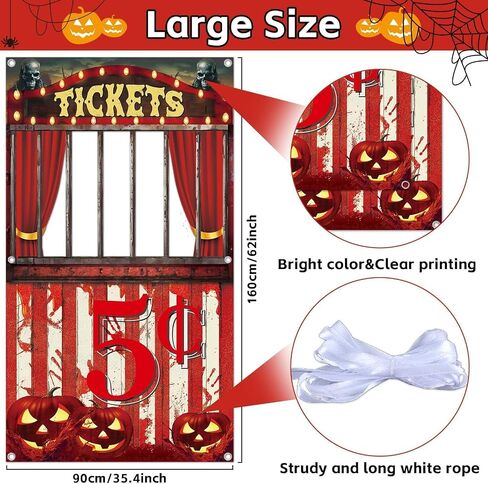 Halloween Creepy Carnival Photo Prop Selfie Frame Party Decorations Bloody Circus Backdrop Banner Carnival Ticket Photo Booth Props Background for Halloween Indoor Outdoor Party Supplies 62 x 35'' in Saudi Arabia
