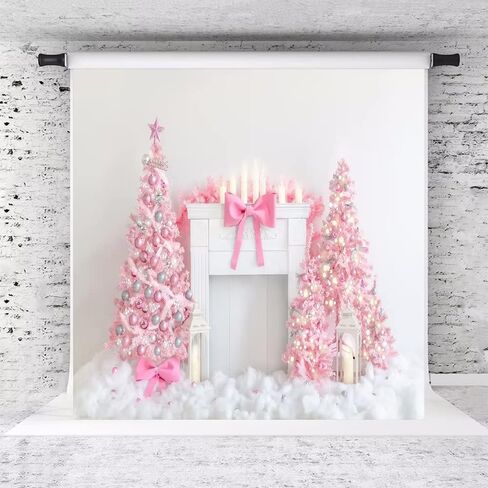 Kate 8x8ft Christmas Photography Backdrop Fireplace Backdrop Pink Tree Interior Party Decoration in Saudi Arabia