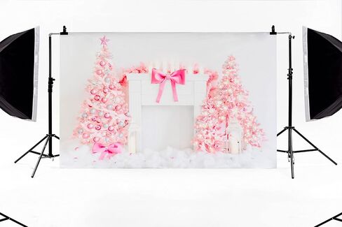 Kate 8x8ft Christmas Photography Backdrop Fireplace Backdrop Pink Tree Interior Party Decoration in Saudi Arabia