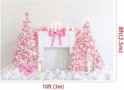 Kate 8x8ft Christmas Photography Backdrop Fireplace Backdrop Pink Tree Interior Party Decoration in Saudi Arabia