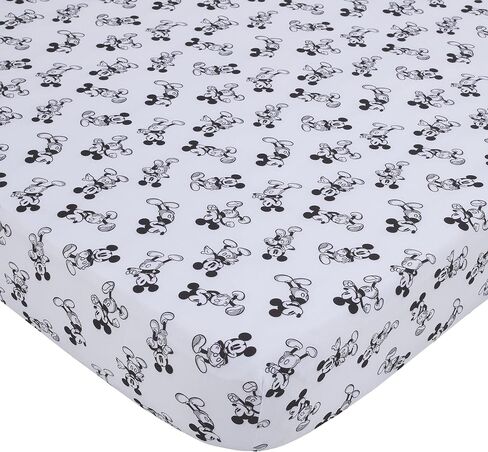 Disney Mickey Mouse - Red, Yellow, Black and White Mickey Confetti Nursery Fitted Crib Sheet in Kuwait